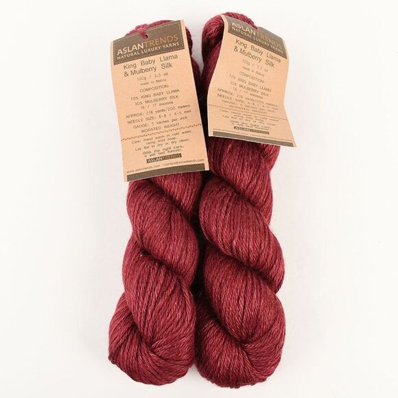 Aslan Trends King Baby Llama Mulberry Silk Yarn Worsted Weight 2 Skein Mahogany - Picture 1 of 4